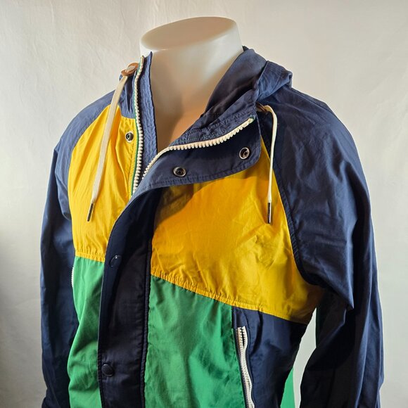 Abercrombie & Fitch Jacket Mens Medium Green Yellow Windbreaker Color Block 90s - Picture 4 of 10